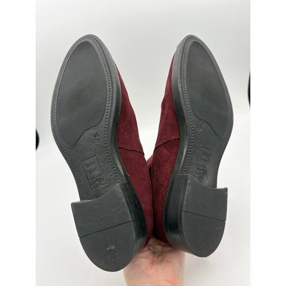 Emanuele Crasto Italian Burgundy Suede Leather Ankle Boots Size 9 - Picture 5 of 7